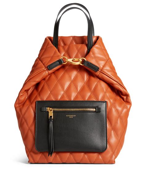 givenchy duo quilted front zip backpack brown|G.